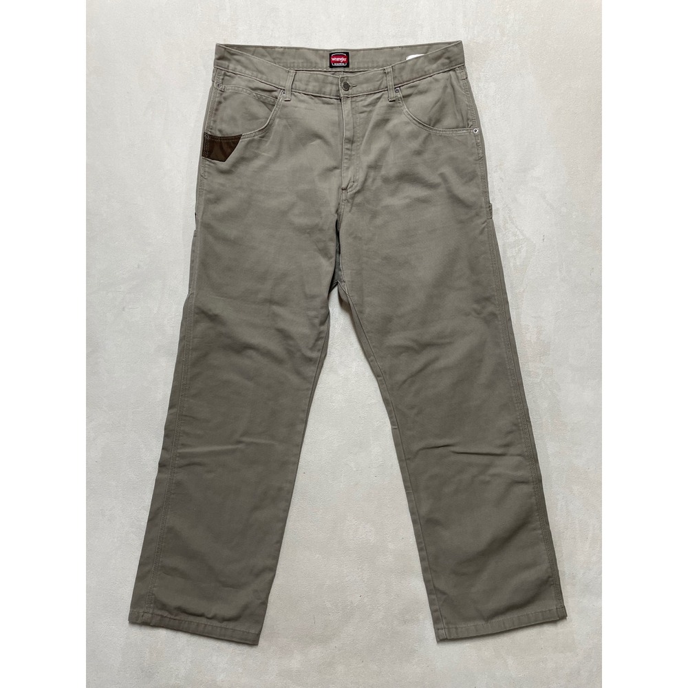 Wrangler Workwear Mens Beige Carpenter Pants 38x32 Utility Canvas Trousers